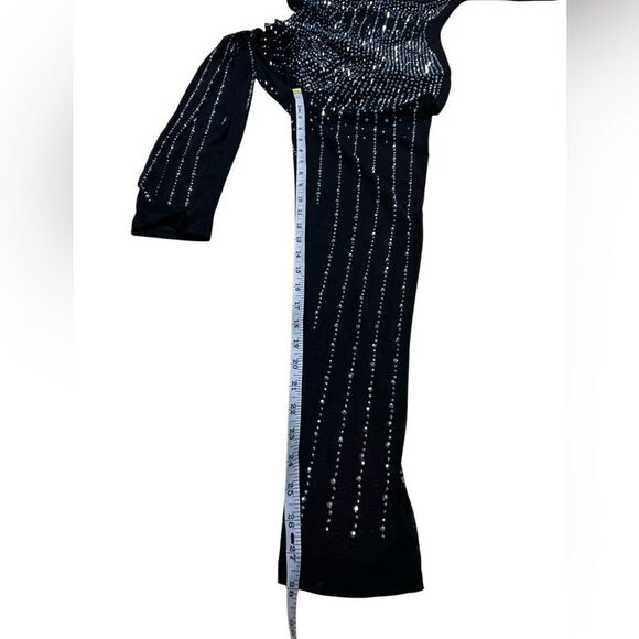 Jumpsuit Embellished W/ Rhinestones Black Mesh Size Medium - Picture 16 of 16